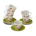 Versa Set Tee Tassen mit Untertasse, Porzellan, Camille, 10.5 x 7 x 10.5 cm