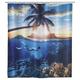 Wenko Duschvorhang Underwater waschbar, wasserabweisend mit 12 Duschvorhangringen Polyester Mehrfarbig 180 x 200 x 0.1 cm