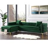 Green Sectional - Willa Arlo™ Interiors Leonardo Reversible Sectional Velvet, Metal | 30 H x 70 W x 70 D in | Wayfair