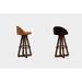 ARTLESS X3 Swivel 38" Bar Stool Wood/Upholstered/Leather/Genuine Leather in Brown | 38 H x 19 W x 18 D in | Wayfair A-X3-SS-L-T-W-BS