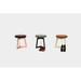 ARTLESS Y Stools Metal Accent Stool Upholstered/Leather/Plastic/Metal/Genuine Leather in Red/Gray/Brown | 18 H x 16 W x 16 D in | Wayfair