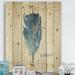 East Urban Home Blue Damask Feather - Farmhouse Print on Natural Pine Wood in Gray/White | 46 H x 36 W x 0.78 D in | Wayfair