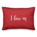 Ebern Designs The Lyell Collection I Love Us Throw Pillow Polyester/Polyfill blend in Red | 14 H x 20 W x 1.5 D in | Wayfair