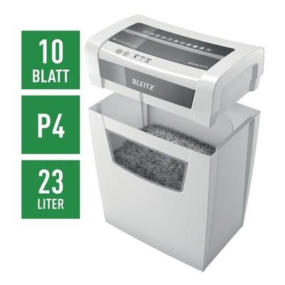 Leitz IQ Aktenvernichter »Home Office P4« Partikelschnitt bis 10 Blatt weiß, 22x42x23.8 cm
