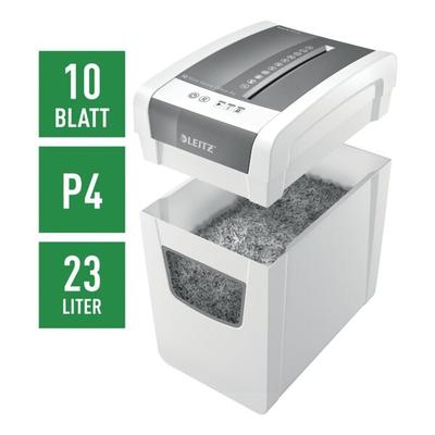 Leitz IQ Aktenvernichter »Home Office Slim P4« Partikelschnitt bis 10 Blatt weiß, 22x37.5x37 cm Image