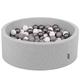 KiddyMoon 90X30cm/300 Balls ∅ 7Cm / 2.75In Baby Foam Ball Pit Made In EU, Light Grey:White/Grey/Silver