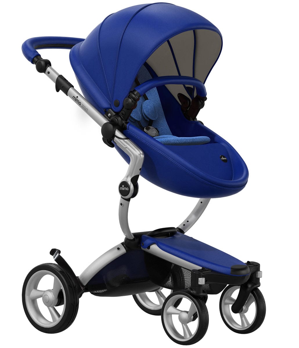 Mima Xari Complete Stroller, Silver - Royal Blue / Denim Blue