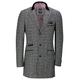 Mens Tweed Check 3/4 Long Overcoat Smart Vintage Styled Tailored Fit Formal Coat Jacket[ARYAN-GREY,38,Grey Check]