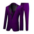 One Button 3 Pieces Purple Wedding Suits Notch Lapel Men Suits Groom Tuxedos Purple 46 Chest / 40 Waist