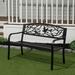 Avery Birds & Branches Metal Garden Outdoor Bench Metal in Black Laurel Foundry Modern Farmhouse® | 33.4 H x 48.4 W x 23.6 D in | Wayfair