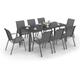 Idmarket - Salon de jardin madrid - Table 190 cm et 8 chaises empilables - Gris anthracite