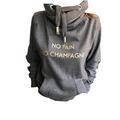 Whistling Dixie Crossover Neck Hoodie with 'No Pain No Champagne' Logo (Medium 38-40ins, Charcoal)