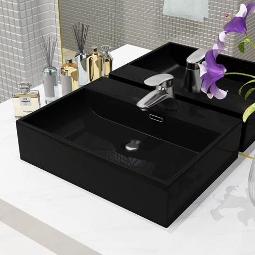 Vidaxl - Vasque avec trou de robinet en céramique Noir 51,5x38,5x15 cm