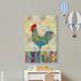 Zoomie Kids Parkes Rooster on a Fence II Canvas Art Canvas, Solid Wood in Blue/Red/Yellow | 30 H x 20 W x 1.5 D in | Wayfair