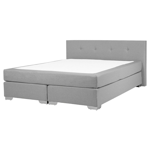 Boxspringbett Hellgrau Polsterbezug 160 x 200 cm Leinenoptik Glamour