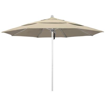 California Umbrella ALTO 118 SUNBRELLA 1A Venture 11' Round Pulley Lift Umbrella with 1 1/2" Silver Anodized Aluminum Pole - Sunbrella 1A Canopy - Antique Beige Fabric