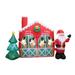 The Holiday Aisle® Christmas Santa Reindeer in Stable Yard Inflatable Polyester in Green/Red | 75 H x 44 W x 108 D in | Wayfair