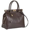 Womens Satchel Bag - Genuine Leather Bag - Top Handle Shoulder Bag - Made with 100% Italian Leather - Stylish & Elegant Design - [UB Brown (Plain)]