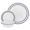 Corelle 18-piece Dinner Set, Classic Café Blue, Blue and White Service for 6, Chip Resistant Dinnerware, includes 26cm dinner plates, 17cm salad / side plates and 530ml soup / cereal bowls