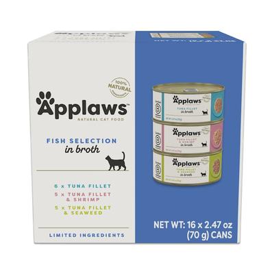 Applaws Natural Fish Selection in Broth Multipack Wet Cat Food, 2.47 oz., Count of 16