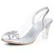 Allegra K Women's Flower Rhinestone Clear Slingback Peep Toe Heels Sandal Silver 7.5 UK/Label Size 9.5 US