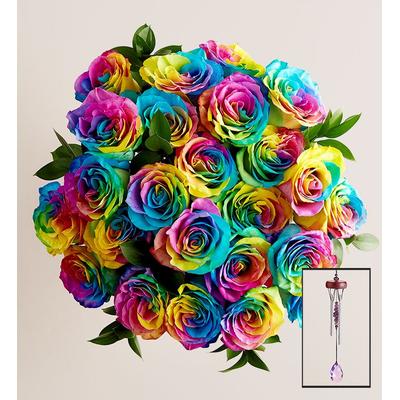 1-800-Flowers Flower Delivery Rainbow Roses 24 Stems W/ Windchime | Same Day Delivery Available
