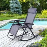 Arlmont & Co. Outdoor Lexi Rocking Metal Chair in Gray/Indigo | 37.5 H x 52.25 W x 26.5 D in | Wayfair D48CDDF232E4470BAD17D12398D186A5