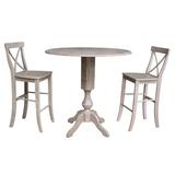Darby Home Co Boyland 2 - Person Bar Height Drop Leaf Solid Wood Dining Set Wood in Gray/Brown | 42.3 H in | Wayfair