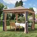 3x3 m Softtop Gartenpavillon, inkl. 4 Seitenteile, taupe