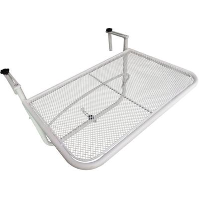 Balkonhängetisch Gartentisch höhenverstellbar viereckig Terrasse Metall Weiß L60 x B56,5 x H45 cm