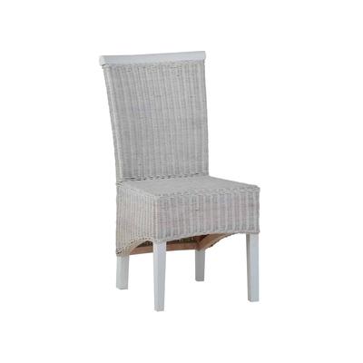 MiaMöbel Rattanstuhl 'Larissa' white wash Massivholz, Rattan Mahagoni Modern