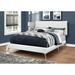 Wrought Studio™ Bed, Twin Size, Platform, Teen, Frame, Upholstered, Pu Leather Look, Metal Legs, White, Chrome Upholstered/Faux leather | Wayfair