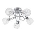 MiniSun Contemporary 5 Way Polished Chrome Curved Arm Flush Ceiling Light with Swirled Glass Dome Shades