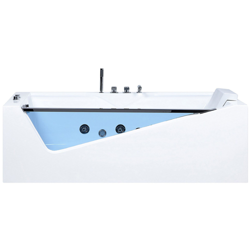 Whirlpool-Badewanne Weiß 180 x 90 cm Modern mit Handbrause Sichtfenster Farblichttherapie Modern