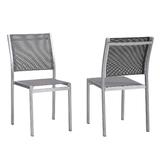 Shore Side Chair Outdoor Patio Aluminum Set of 2 EEI-2585-SLV-GRY-SET