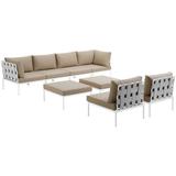 Harmony 8 Piece Outdoor Patio Aluminum Sectional Sofa Set - East End Imports EEI-2624-WHI-BEI-SET