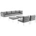 Harmony 8 Piece Outdoor Patio Aluminum Sectional Sofa Set EEI-2624-WHI-GRY-SET