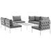 Harmony 7 Piece Outdoor Patio Aluminum Sectional Sofa Set EEI-2617-WHI-GRY-SET