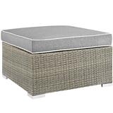 Repose Outdoor Patio Upholstered Fabric Ottoman EEI-2962-LGR-GRY