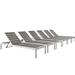 Shore Chaise Outdoor Patio Aluminum Set of 6 EEI-2469-SLV-GRY-SET