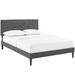 Tarah King Fabric Platform Bed with Squared Tapered Legs MOD-5989-GRY