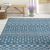 Blue/Gray 73 x 0.13 in Area Rug - Gracie Oaks Harlee Southwestern Indoor/Outdoor Area Rug Polypropylene | 73 W x 0.13 D in | Wayfair