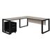 "Structure 66"" x 30"" Single Mobile Pedestal L-Desk w/ 42"" Return in Maple/Black - Regency STLSMP663042PLBK"