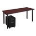 "Kee 66"" Single Mobile Pedestal Desk in Mahogany/ Black - Regency MTSPM6624MHBPBK"