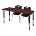 "Kee 66"" x 30"" Height Adjustable Classroom Table in Mahogany & 2 Andy 18-in Stack Chairs in Black - Regency MT6630MHAPBK40BK"