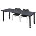 "Kee 60"" x 24"" Height Adjustable Mobile Classroom Table in Grey & 2 Andy 12-in Stack Chairs in Black - Regency MT6024GYAPCBK45BK"