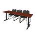 "Cain 84"" x 24"" Training Table in Cherry & 3 Zeng Stack Chairs in Black - Regency MTRCT8424CH44BK"