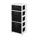 "Flip Flop 34"" Square Folding Bookcase w/ Folding Fabric Bins in White/Black - Regency FFSQ3412WHBK"