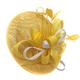 Caprilite Yellow and Cream Ivory Sinamay Big Disc Saucer Fascinator Hat for Women Weddings Headband