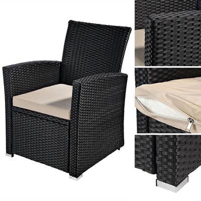 Melko Gartenstuhl Schwarz Liegestuhl Rattan Ruhesessel Relaxsessel Garten Sessel Image